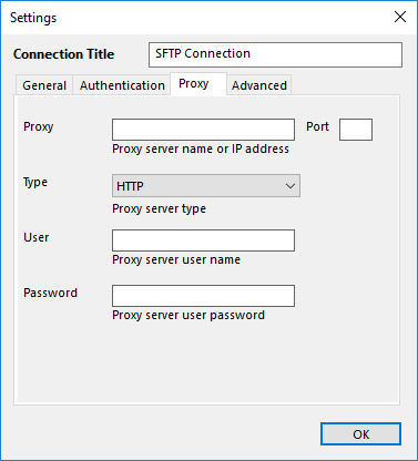 Configuration of the SFTP plug-in: Proxy