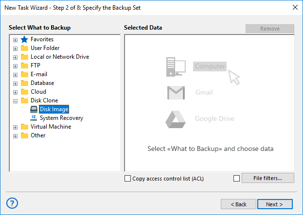 Adding the Disk Image Plug-in to Backup Set