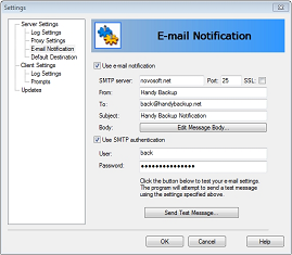Set up backup notifications