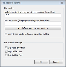 Select whether to backup hidden or system files