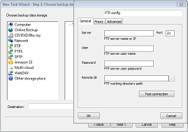 Select FTP server as backup destination