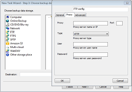 Set up proxy settings to perform the backup