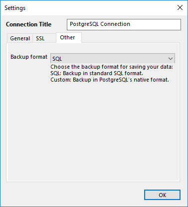 Additional PostgreSQL backup settings