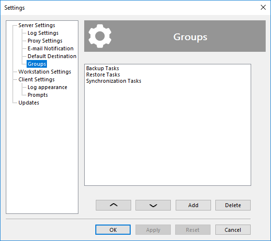 Task context menu showing group selection