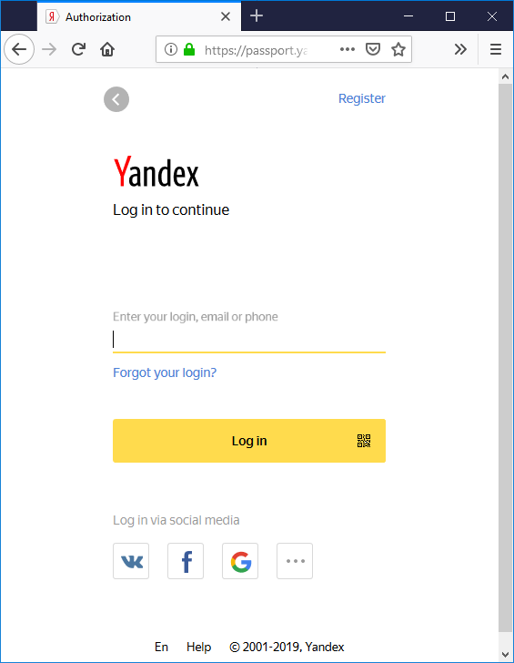 yandex.disk registration help