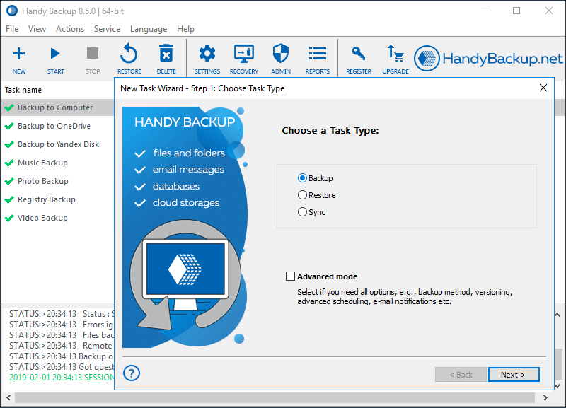 Handy Backup Server Network software
